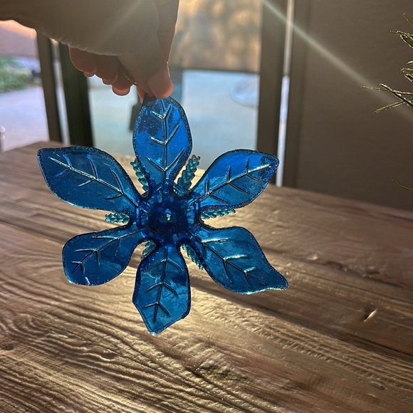 Blue Poinsettia Ornaments - Picture 4 of 9